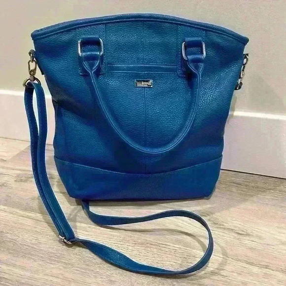 Jewell Thirty One Paris Large Crossbody Handbag Cobalt Blue Pebble Purse W/Pouch - Picture 5 of 14